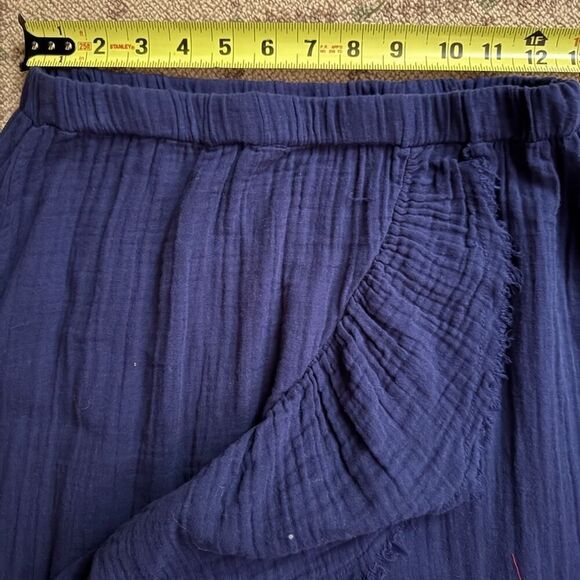 Stark X  navy blue boho guaze ruffled high low hem longer maxi skirt M NWOT - Picture 5 of 10